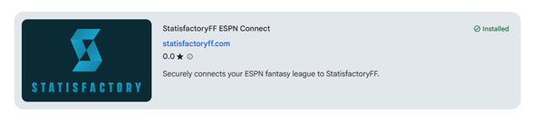 StatisfactoryFF ESPN Connect extension listing in the Chrome Web Store